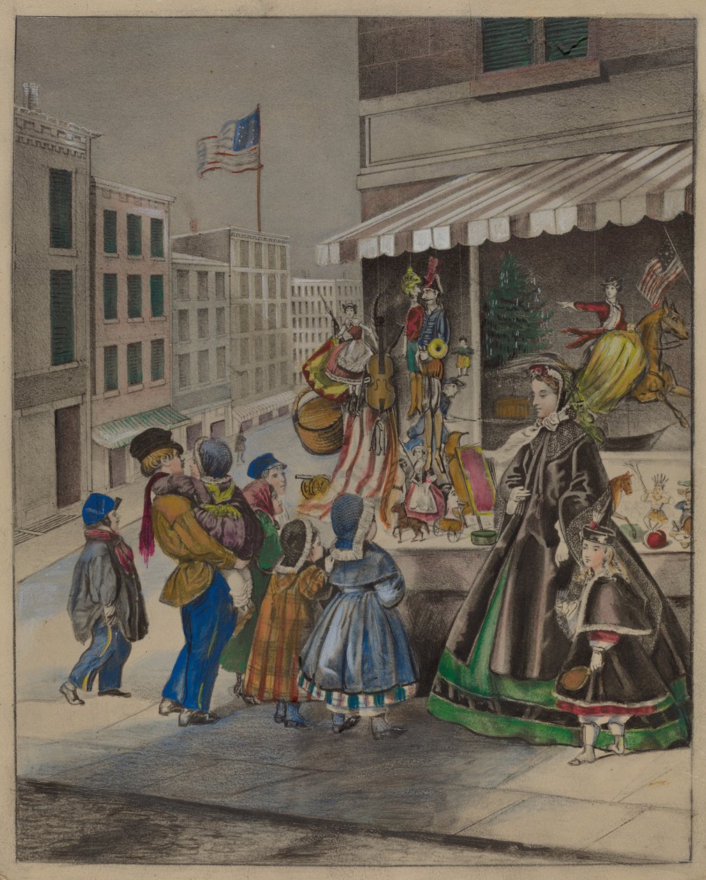 Lithographie en couleur : Réveillon du Nouvel An, vers 1936 - Mina Lowry
