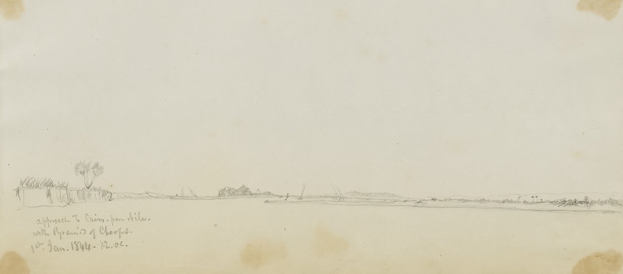 Approche du Caire depuis le Nil avec la pyramide de Khéops - Miner Kilbourne Kellogg