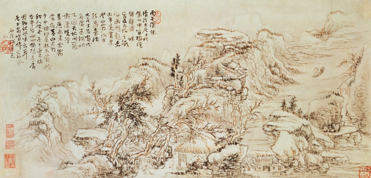 Vue de montagne, possiblement XVIIe siècle - Ming Dynasty Chinese School
