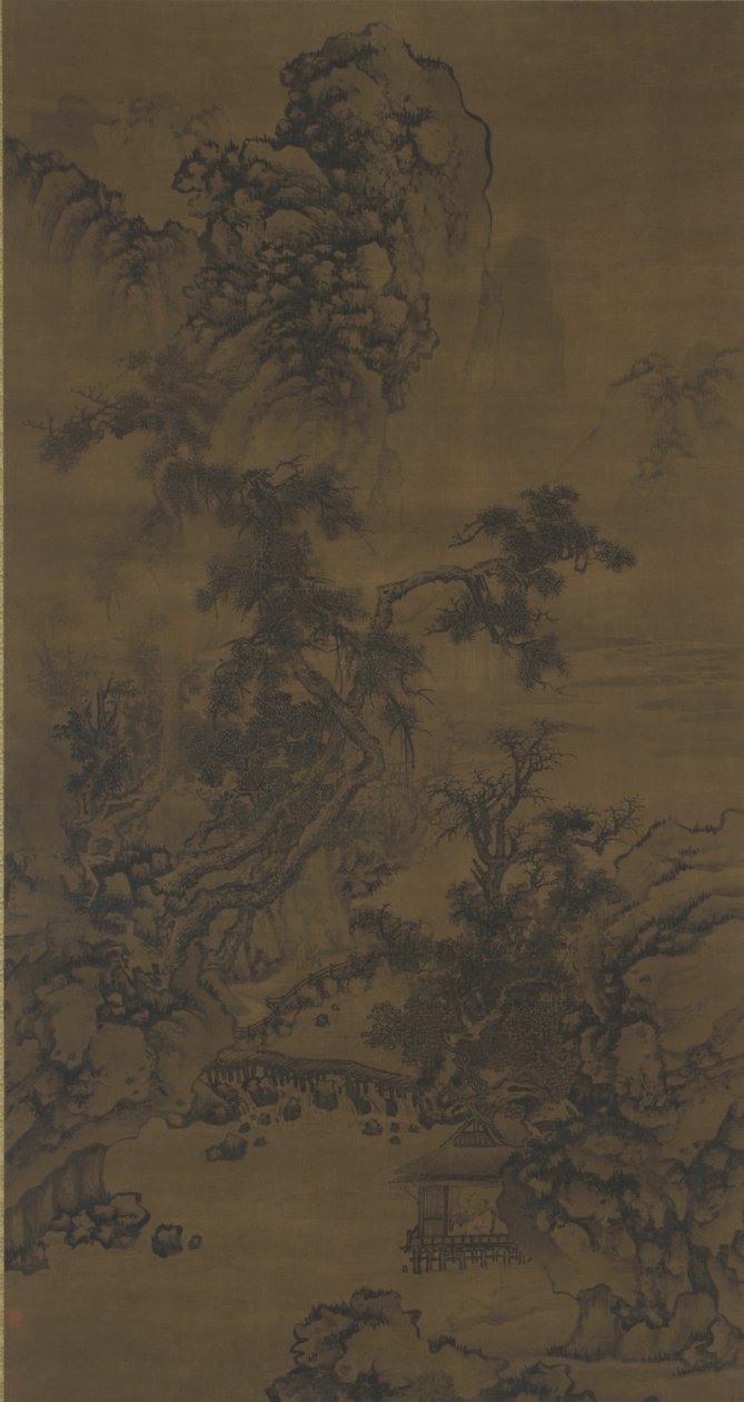 Écouter les pins dans un pavillon au bord de la rivière - Ming Dynasty Chinese School