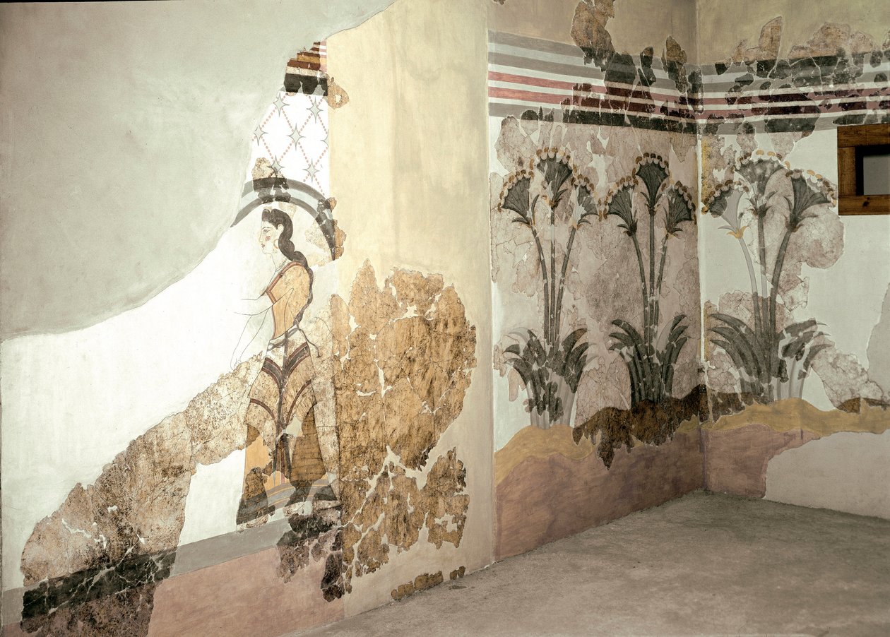 Art minoen : La Femme aux Lys. Fresque d