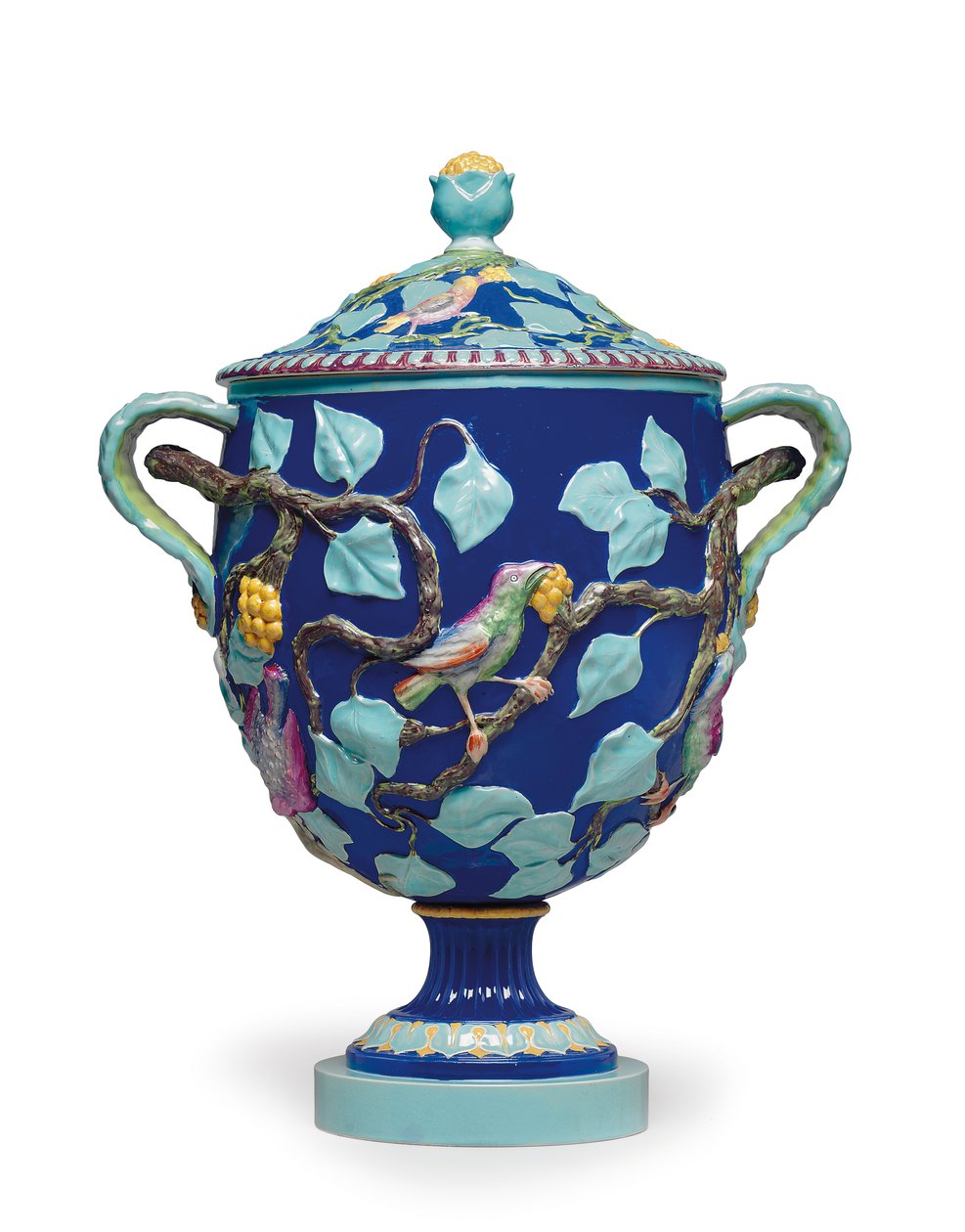 Vase à deux anses en majolique anglaise, milieu du 19ème siècle - Mintons Ltd (attr. to)