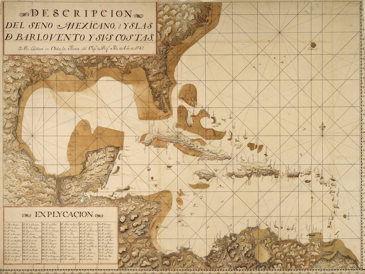 Carte du golfe du Mexique et des îles des Caraïbes - Miol Polo