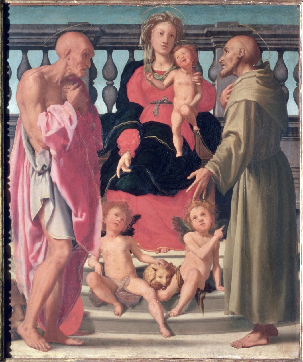 Madone et Enfant avec SS. Jérôme et François - Mirabello Cavalori