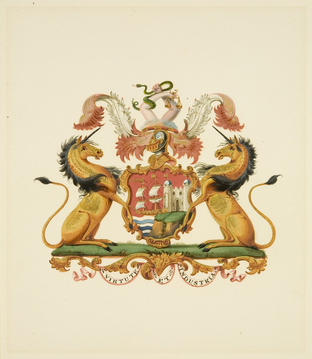 Armoiries de la ville de Bristol, vers 1830 - Miss (attr.to) Braikenridge