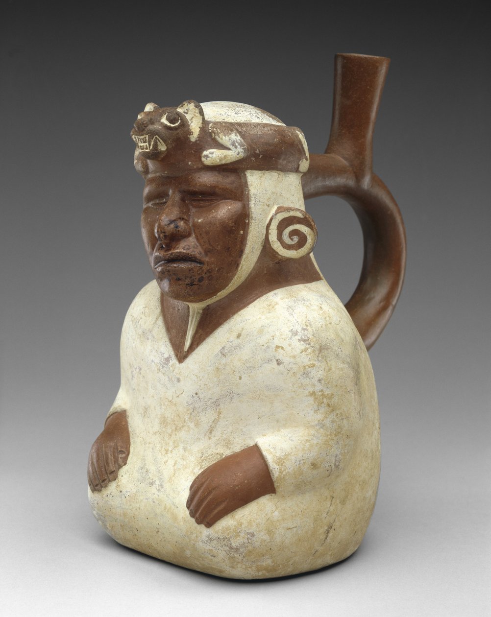 Vaisseau effigie de chaman aveugle - Moche Moche