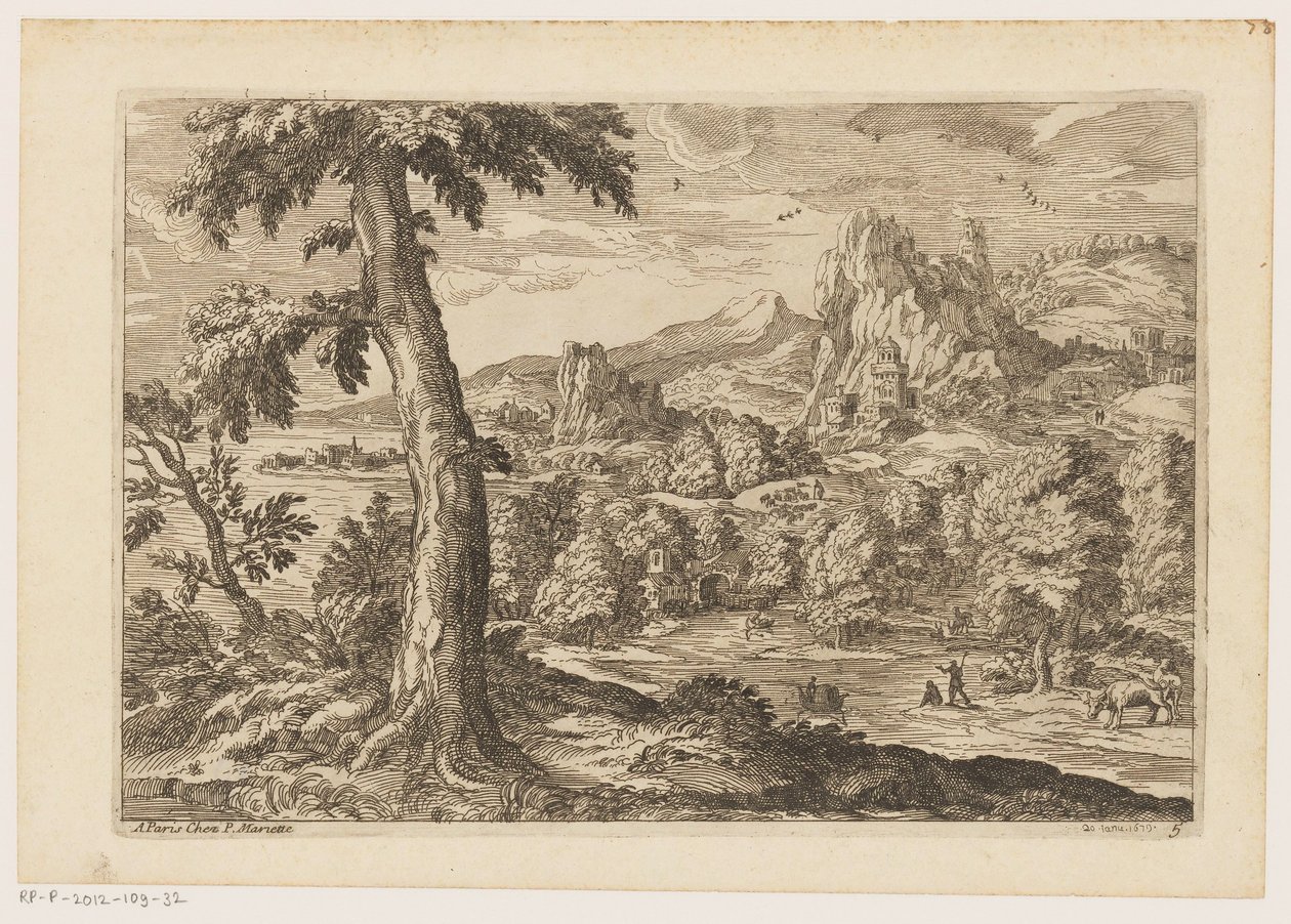 Paysage avec figures le long d