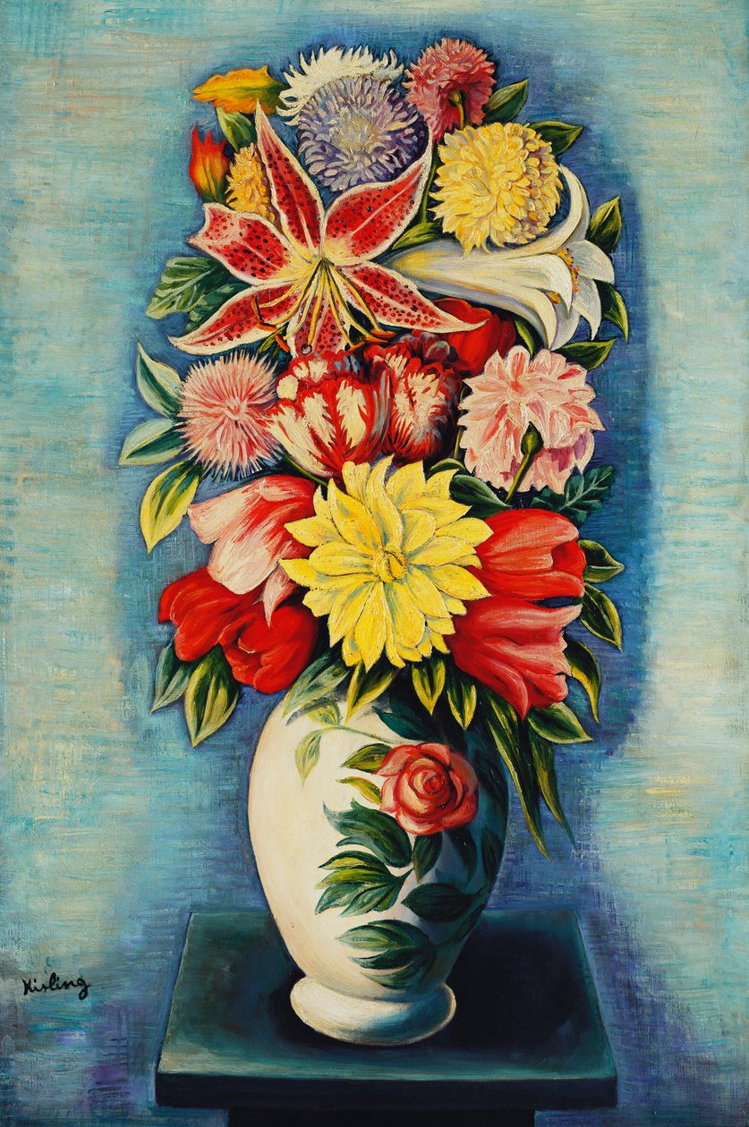Flowers: Dahlias, Tulips, and Lilies; Bouquet de Fleurs: Dahlias, Tulipes, Lys et Liliums - Moise Kisling