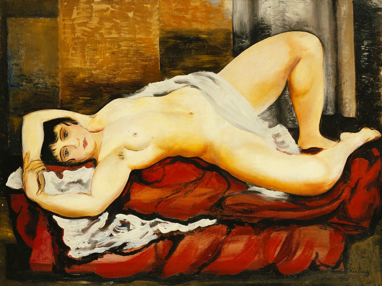 Nude in White Sheet ; Nu Couche au Drap Blanc - Moise Kisling
