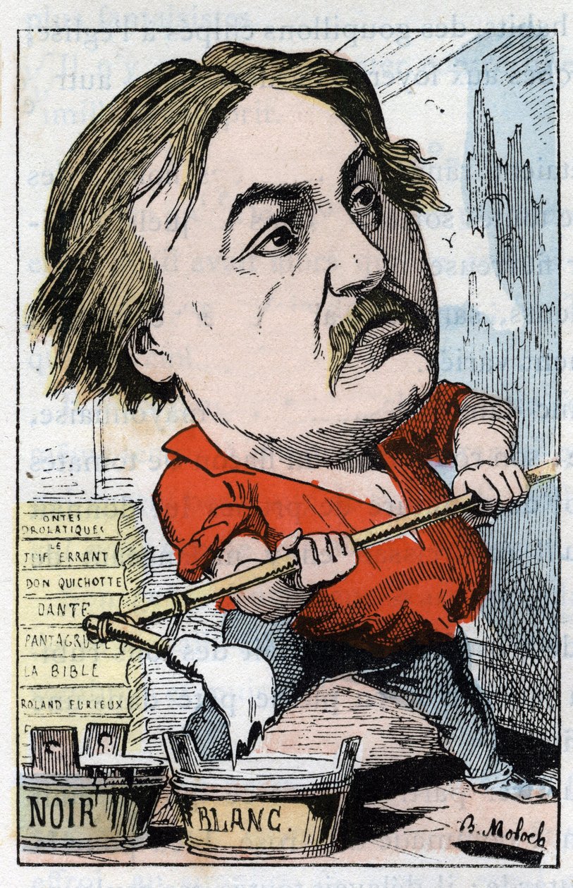 Portrait de Gustave Doré, dessinateur et graveur (1832-1883) dans « Le Trombinoscope » par Touchatout, caricature de B. Moloch de 1882 (1849-1909). Collection privée - Moloch