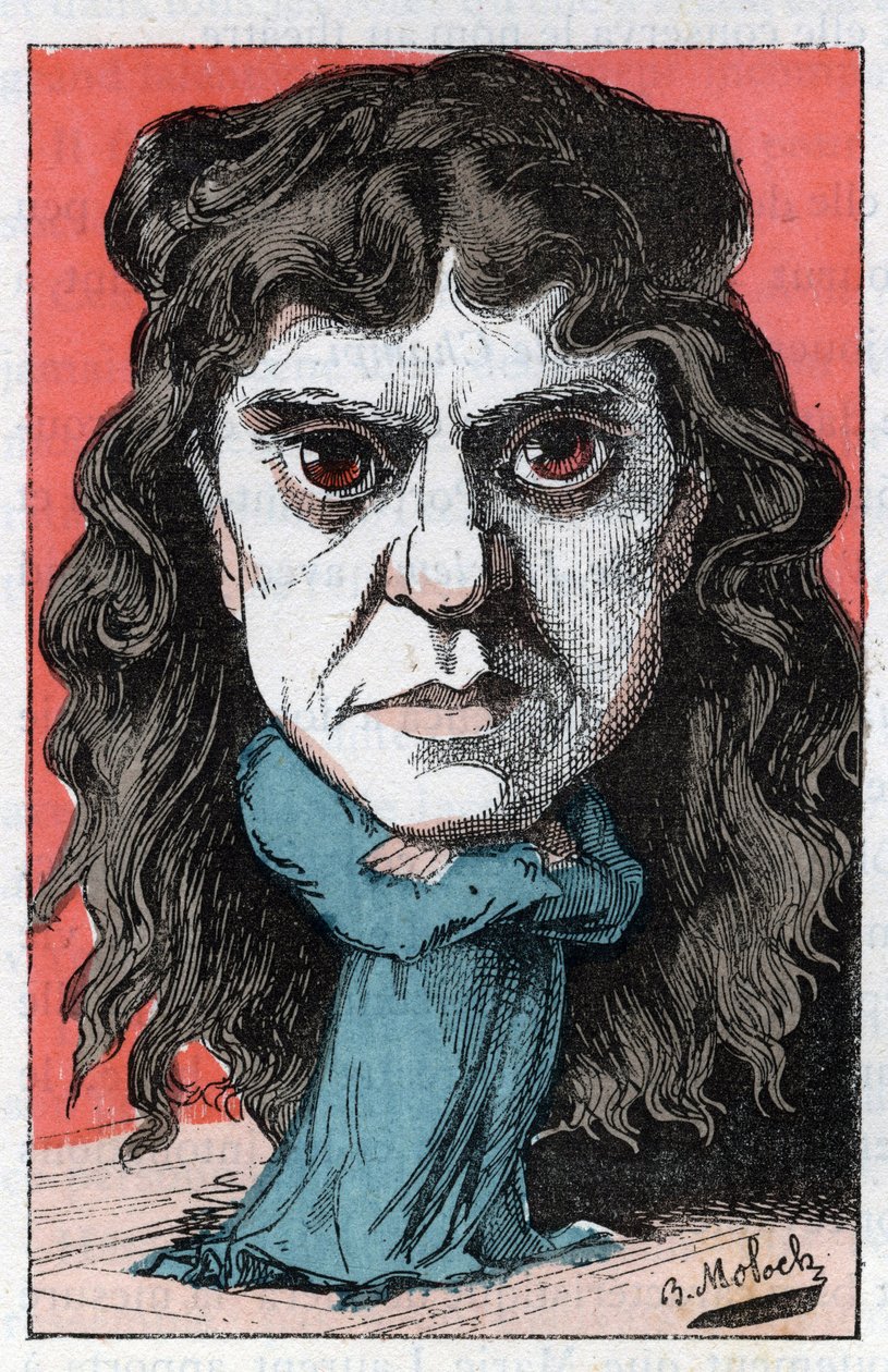 Portrait de Marie Laurent ou Marie Luguet, artiste dramatique française du XIXe siècle dans « Le Trombinoscope » par Touchatout, caricature par B. Moloch - Moloch