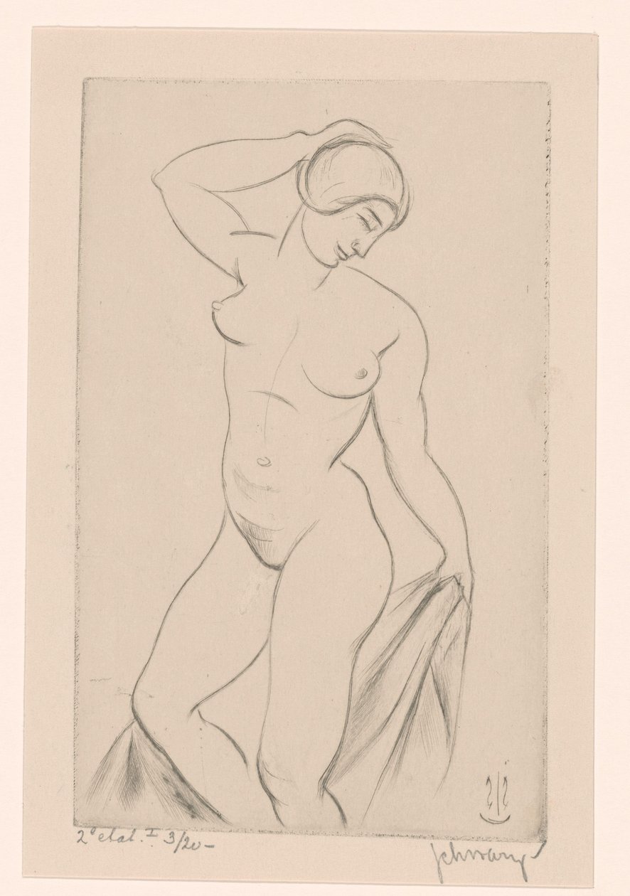 Femme nue avec main sur la tête - Mommie Schwarz (signed by artist)