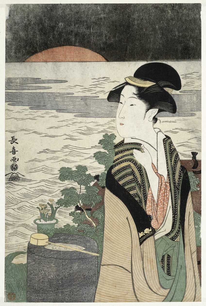Jeune femme au lever du soleil - Momokawa Chôki