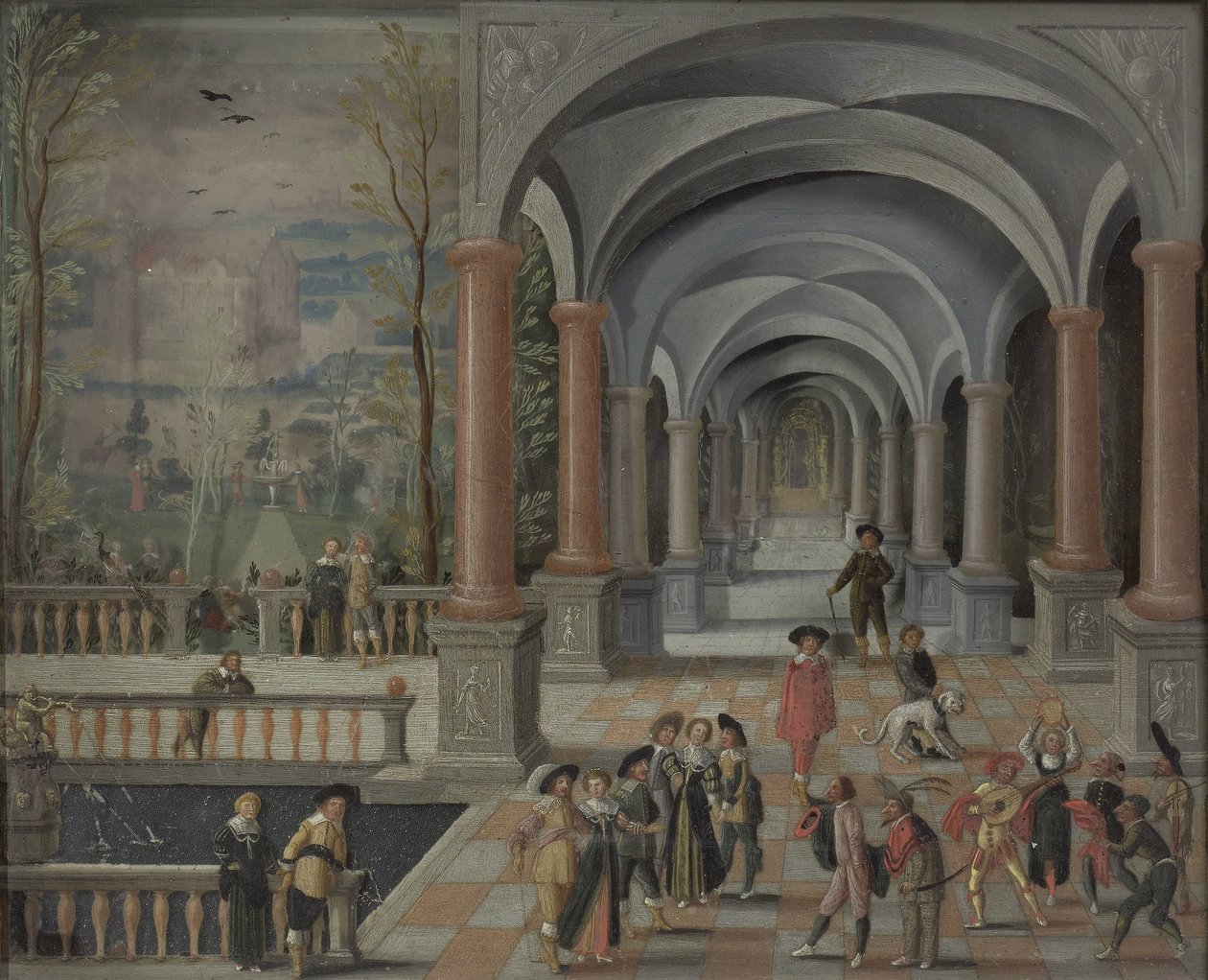 Réunion festive et figures de la Commedia dell