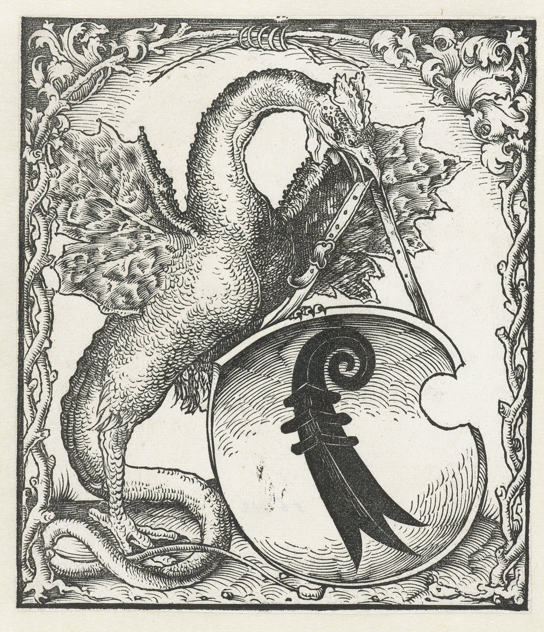 Dragon avec les armoiries de Bâle - Monogrammist DS (graveur) (attributed to)
