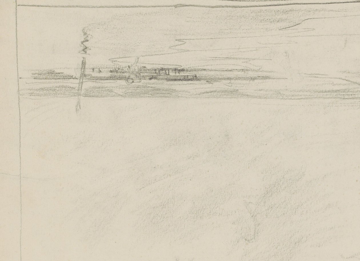 Vue de mer avec jetée et une figure sur la ligne de marée - Monogrammist DS (tekenaar)