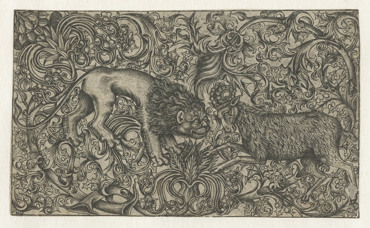 Ornement avec lion et bélier - Monogrammist HW
