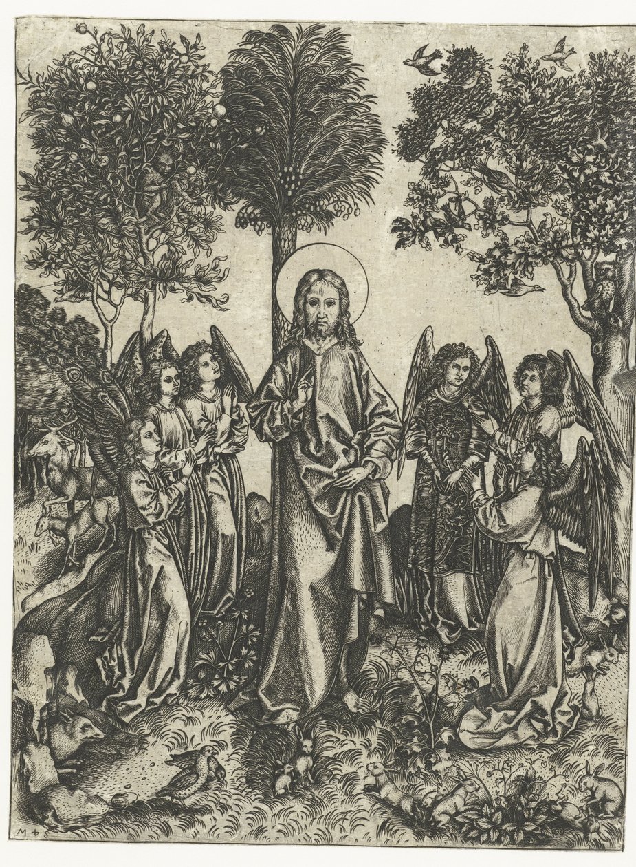 Christ dans le désert avec des anges - Monogrammist IE