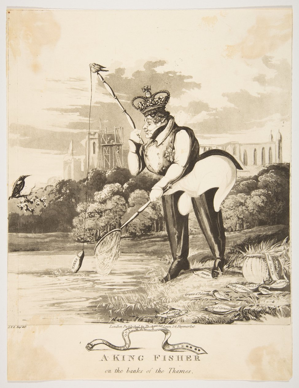 Un martin-pêcheur sur les rives de la Tamise - Monogrammist JVS