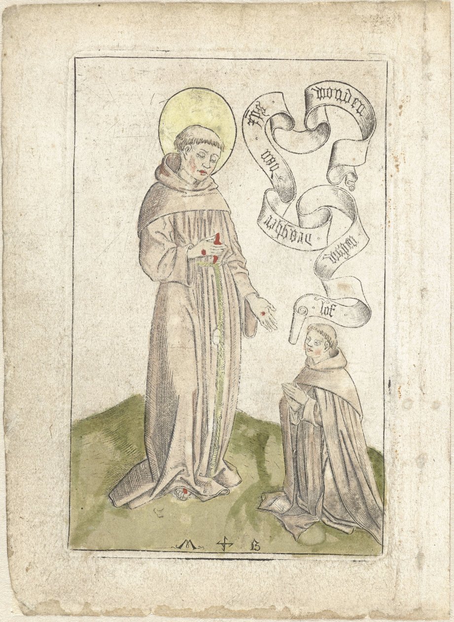 Saint François avec un franciscain agenouillé - Monogrammist MB (Nederlanden)