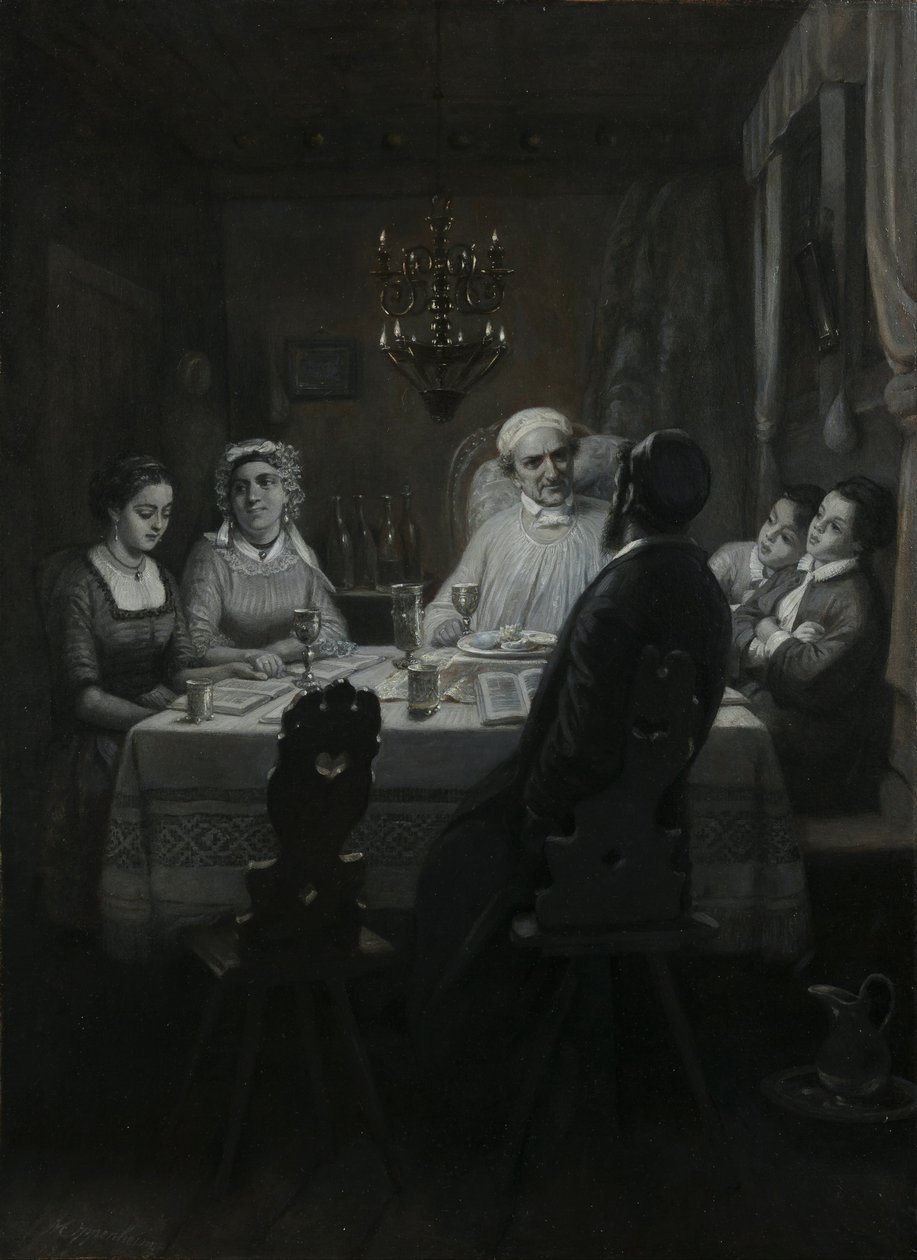 Seder (Le repas de la Pâque) - Moritz Daniel Oppenheim