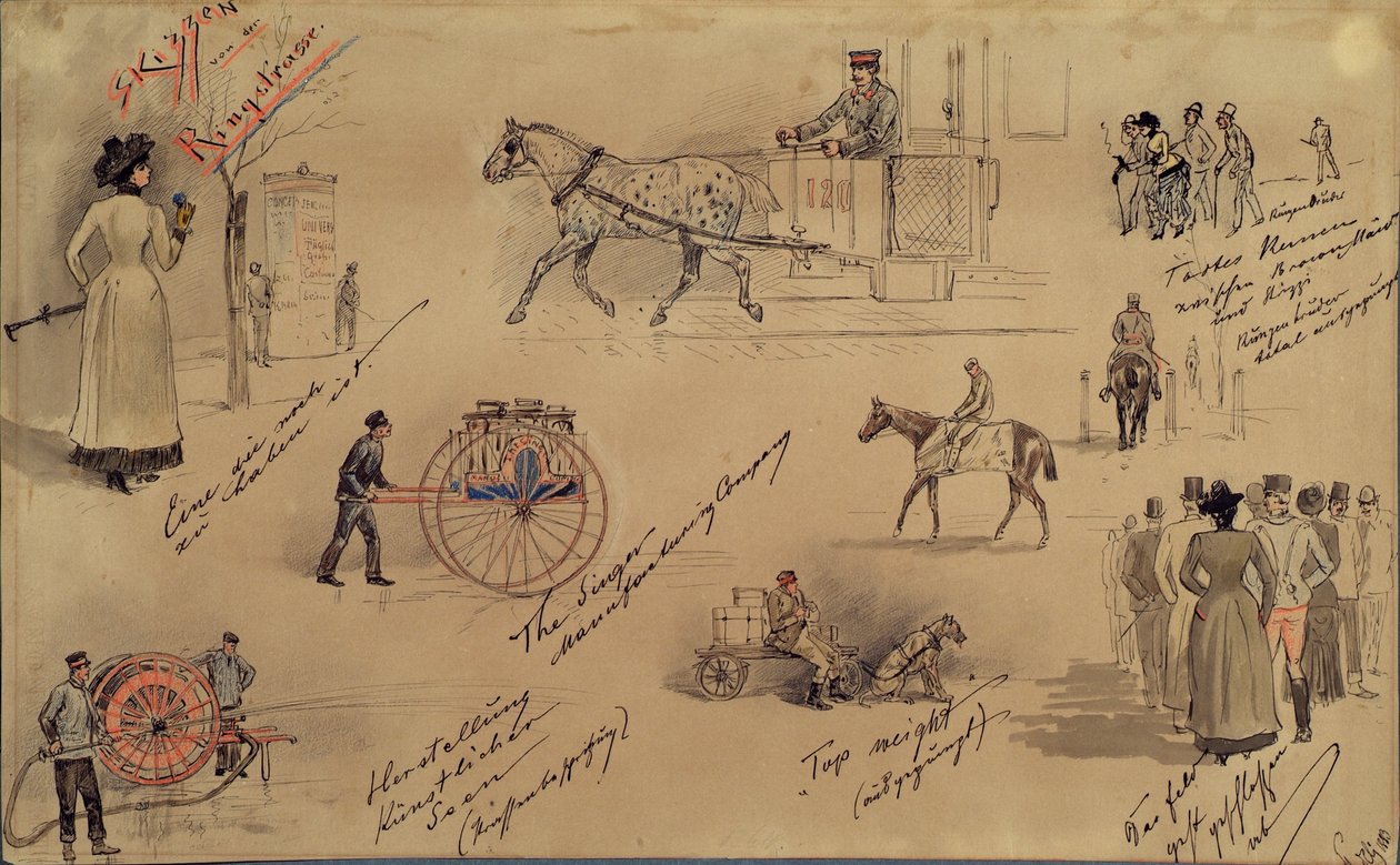 Types viennois 1883 (Esquisses de la Ringstraße) - Moritz Ledeli