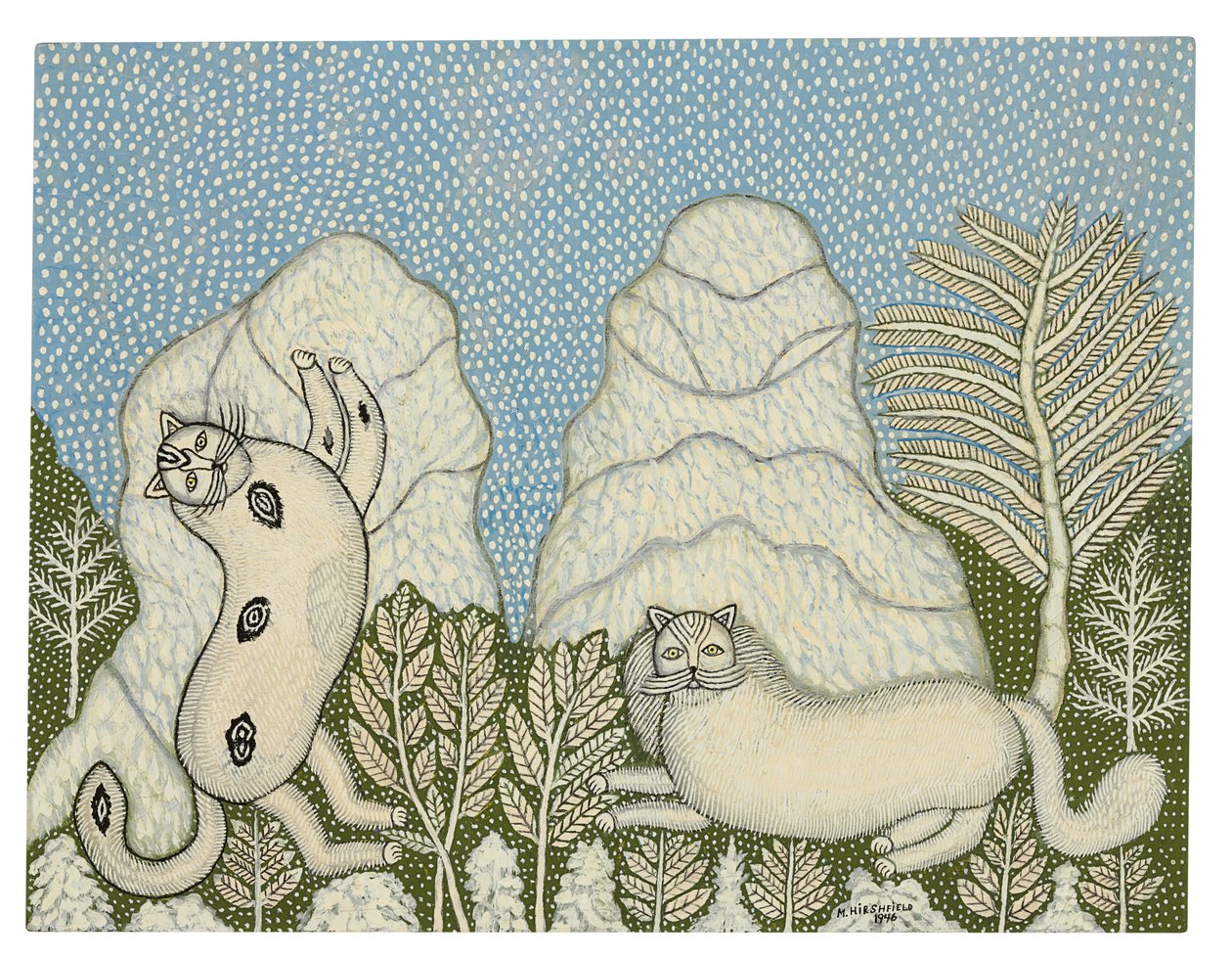 Chats dans la neige - Morris Hirshfield