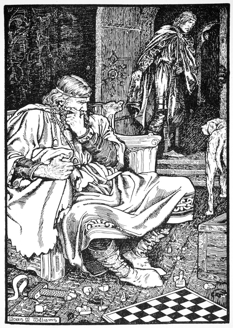 Le roi Canut et le comte Ulf se querellent au sujet des échecs, Roskilde, Danemark, 1026, 1913 - Morris Meredith Williams