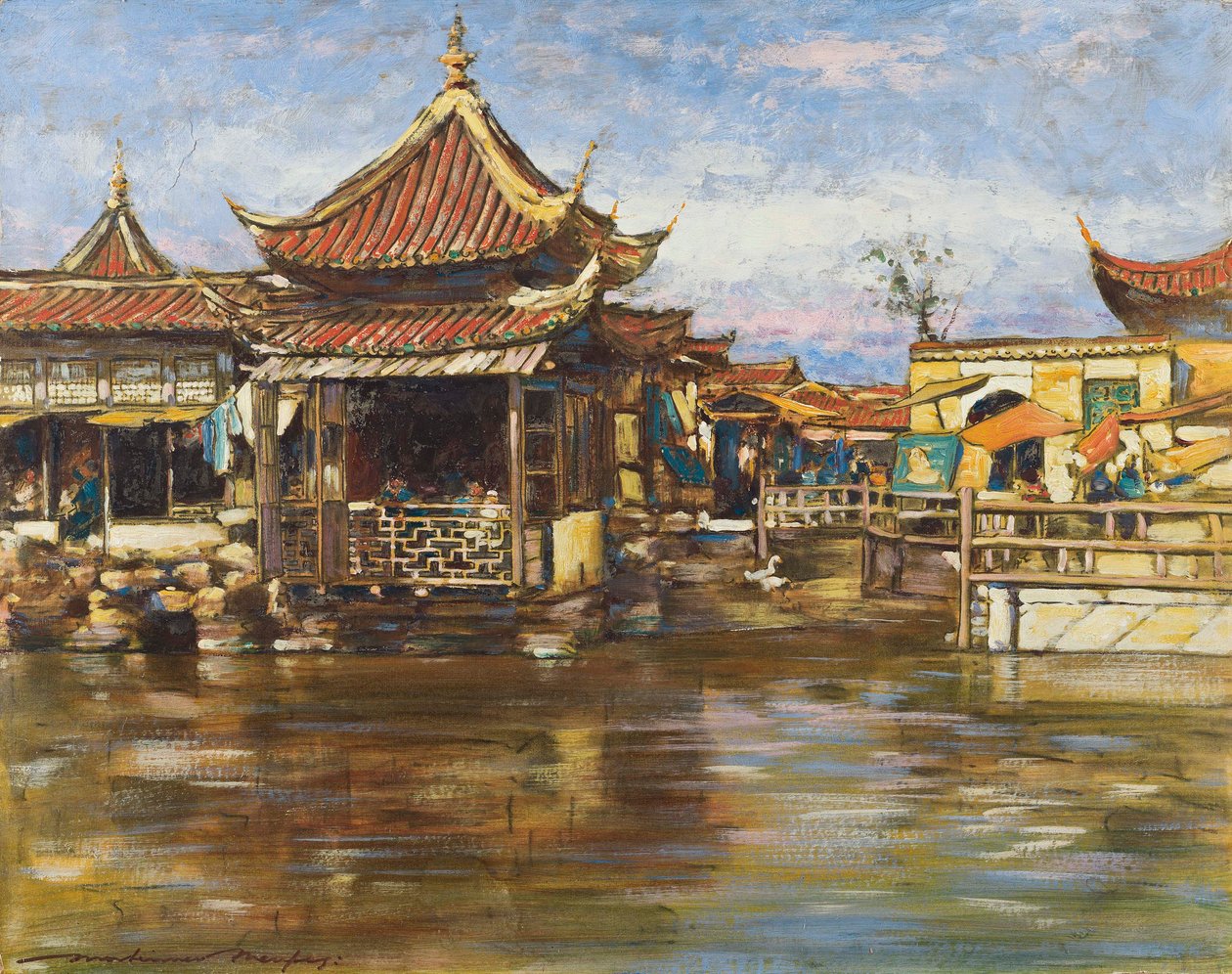 Une maison de thé, Shanghai, vers 1909 - Mortimer Ludington Menpes