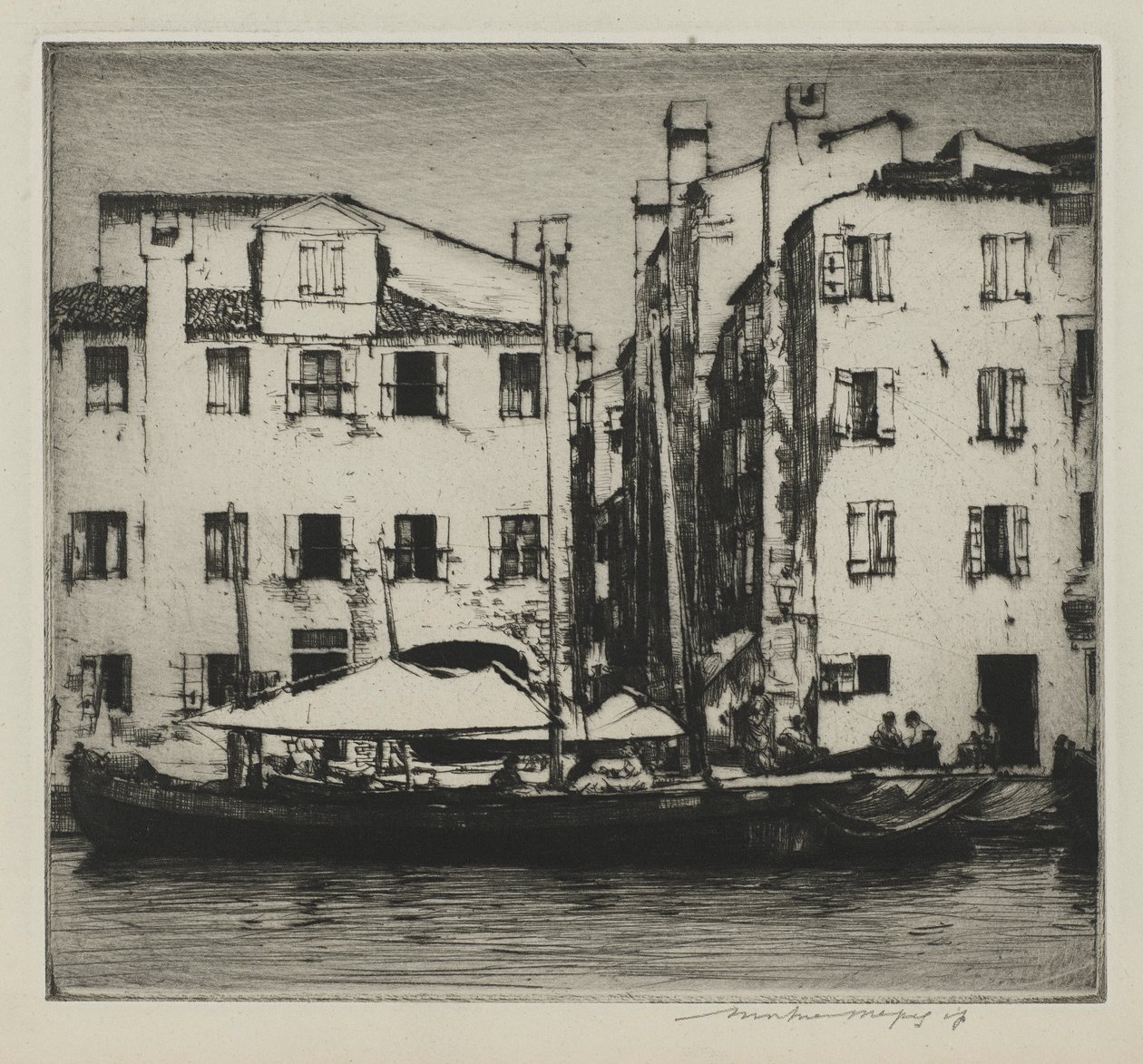 Bateaux sur un canal, île vénitienne - Mortimer Menpes