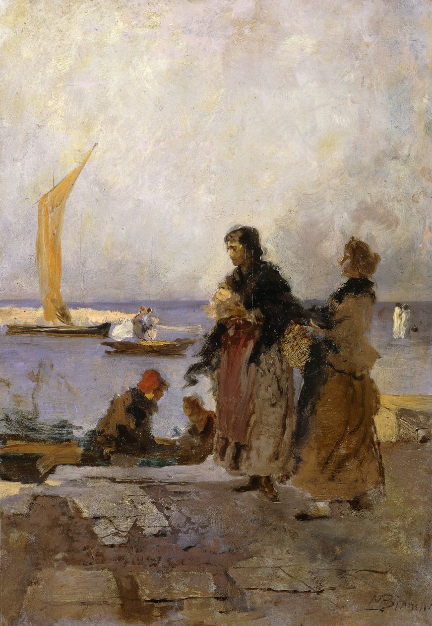 Sur le quai à Chioggia; Sul molo di Chioggia - Mose Bianchi