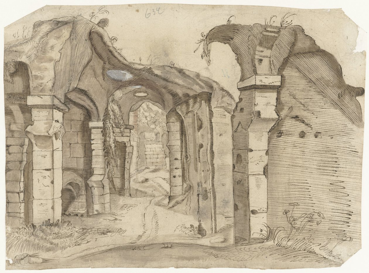 Sentier à travers le Colisée, Rome - Moses ter Borch (manner of)