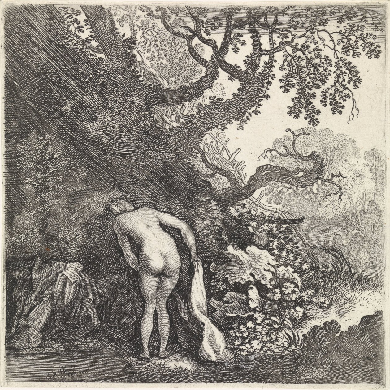 Femme se baignant, vue de dos - Moyses van Wtenbrouck