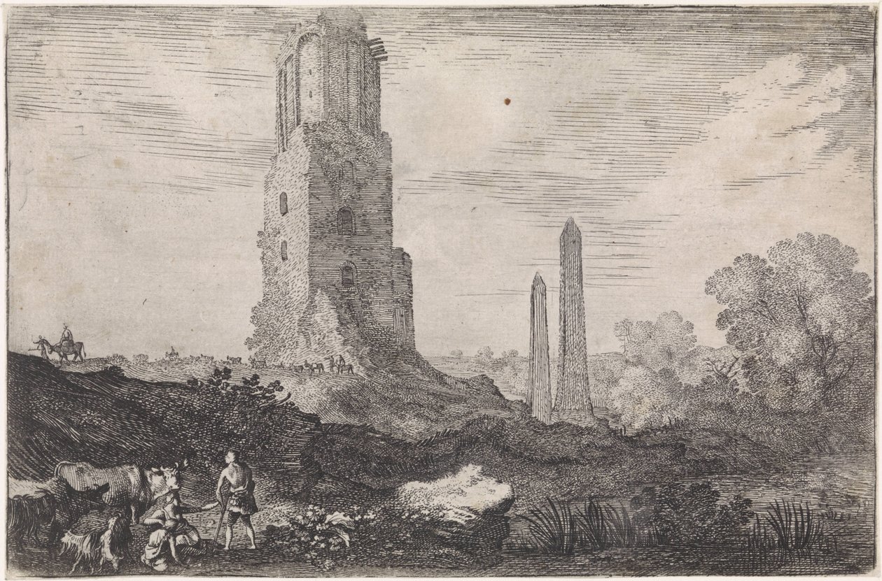 Paysage avec deux obélisques et la 