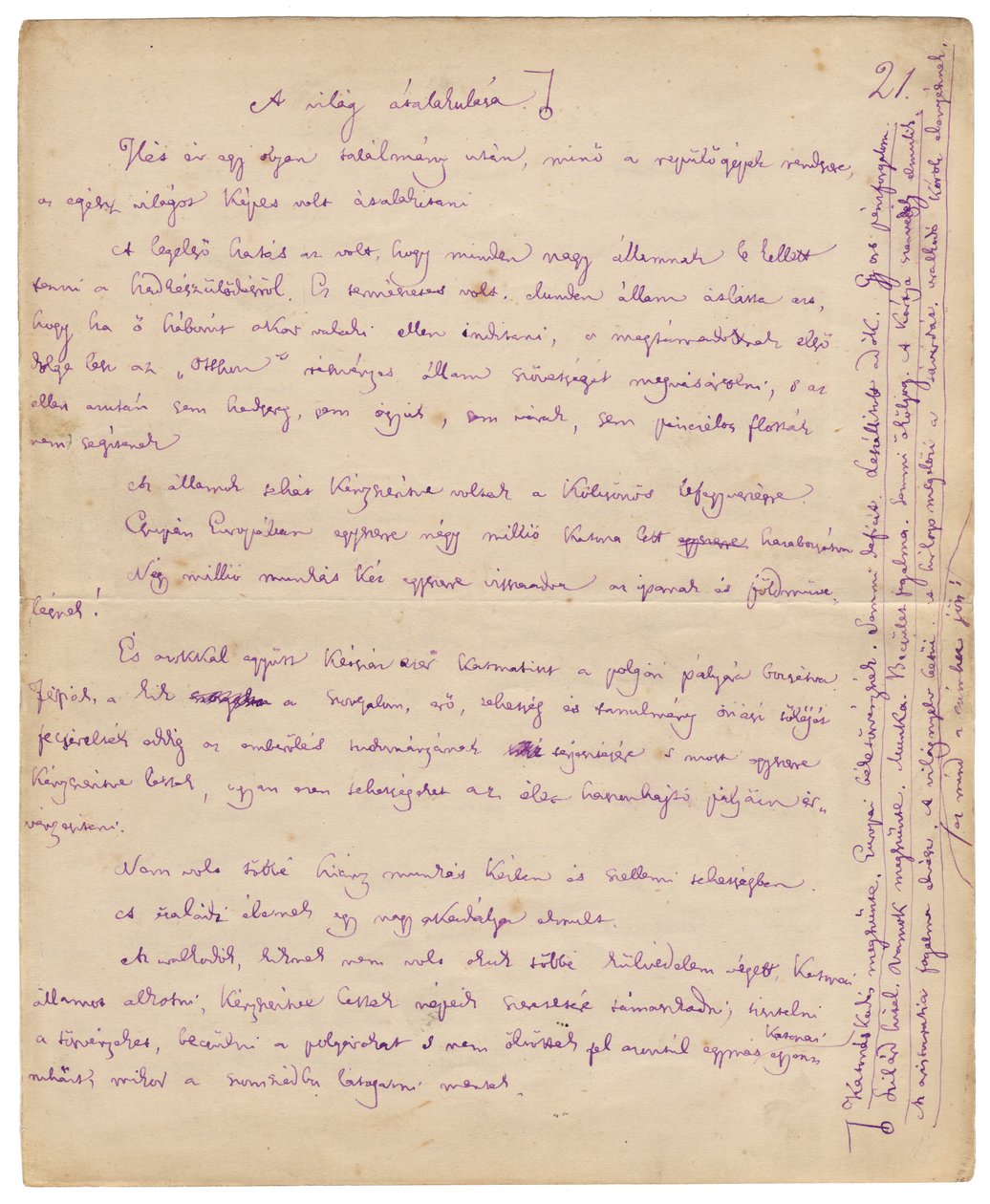 La 21e page du Roman du Siècle Prochain - Mór Jókai