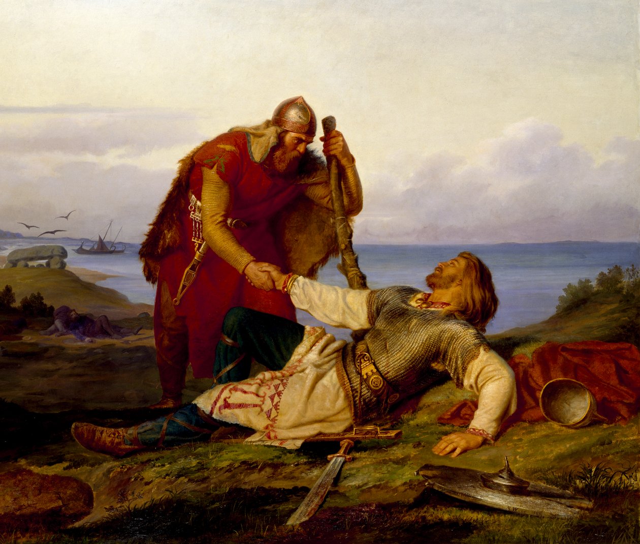 Hjalmar fait ses adieux à Örvar-Oddr après la bataille de Samsø - Mårten Eskil Winge