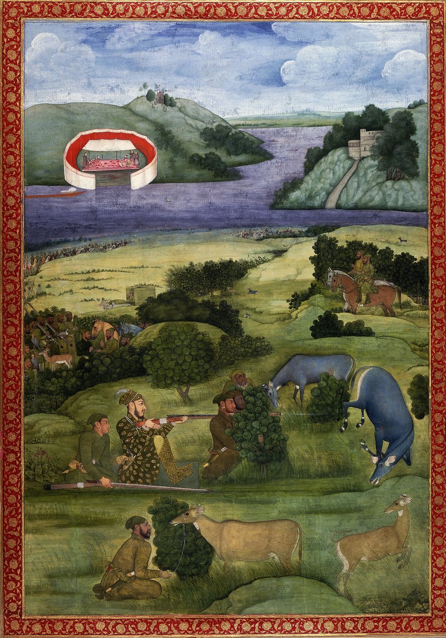 Un prince et ses compagnons chassant le blackbuck, vers 1670-80 - Mughal School