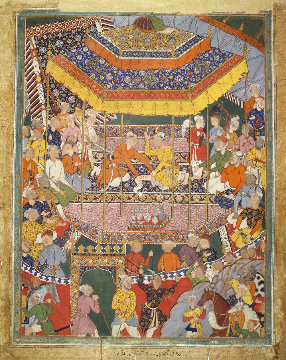Alamshah converse avec Qubad, illustration du Hamza Nama, vers 1555-57 - Mughal School