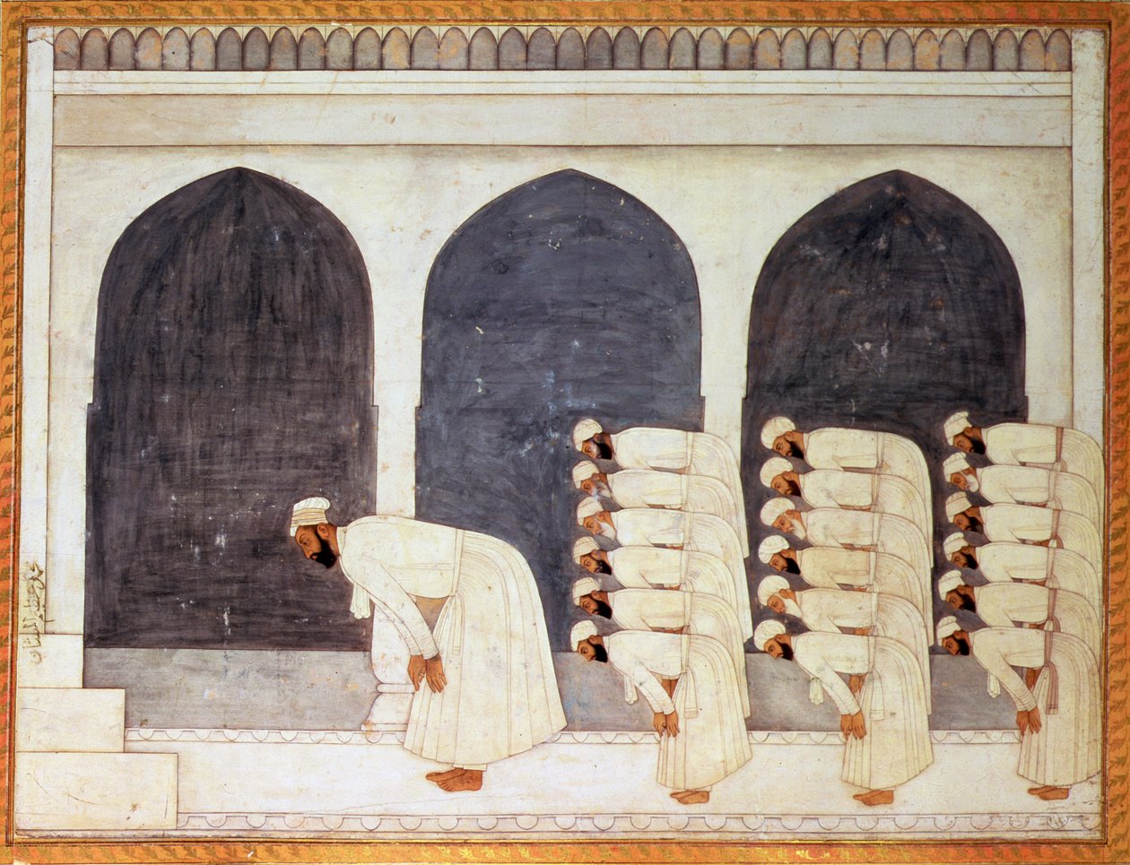 Un prince moghol dans une mosquée dirigeant les prières du vendredi, du grand album Clive, Moghol, vers 1720 - Mughal School