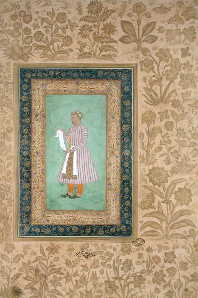 Portrait de Murtaza Khan tenant un parchemin, c.1610 - Mughal School