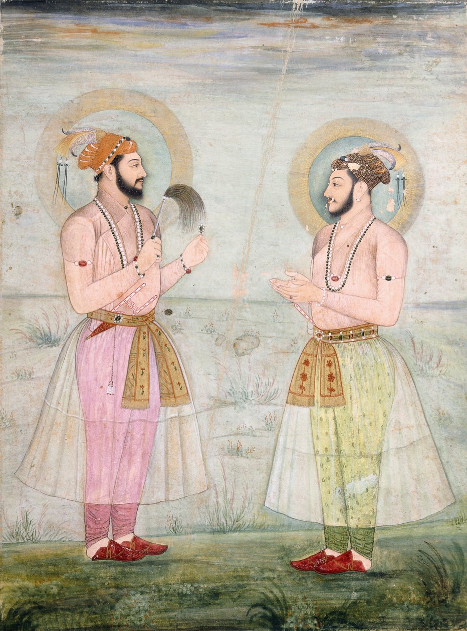 Portraits du prince Dara Shikoh et du prince Sulaiman Shikoh Nimbate, c.1665 - Mughal School