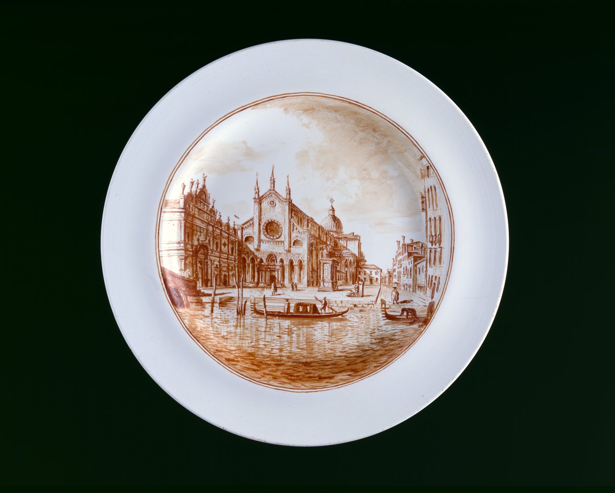 Assiette avec vue de SS Giovanni e Paolo, Murano Miotti Glasswork, Venise, c. 1741 - Murano Miotti Family