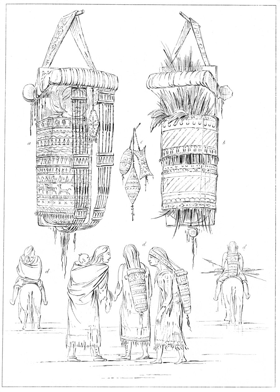 Un berceau Sioux et modes de portage de leurs enfants, 1841 - Myers and Co