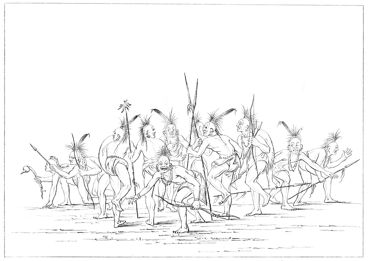 Danse de découverte, Sac et Fox, Rock Island, Upper Mississippi, 1841 - Myers and Co