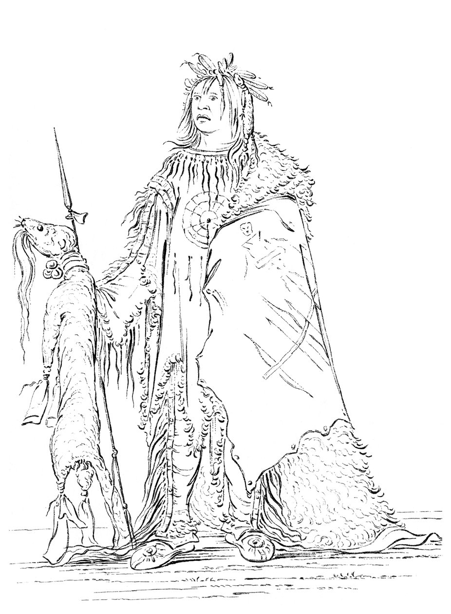 Portrait de Iron Horn, homme amérindien, 1841 - Myers and Co