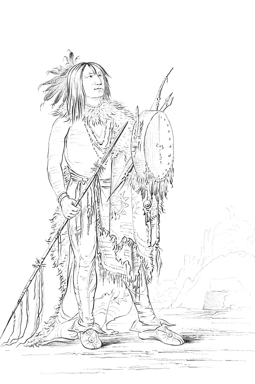 Portrait de White Buffalo, homme amérindien, 1841 - Myers and Co