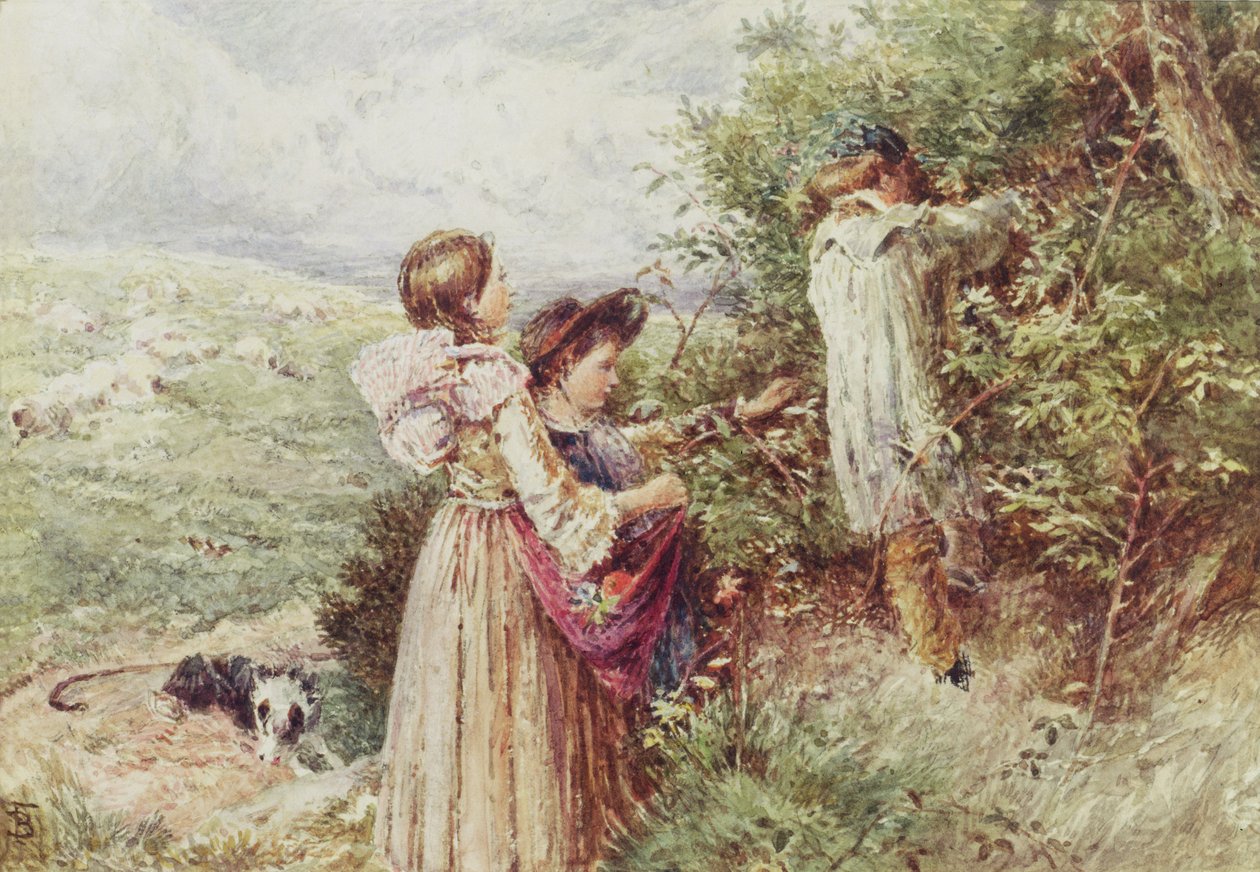 Enfants cueillant des mûres, 19ème siècle - Myles Birket Foster
