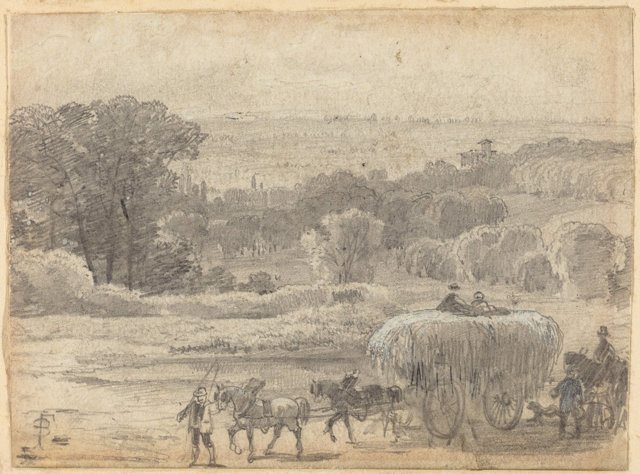Paysage du soir avec une charrette de foin - Myles Birket Foster