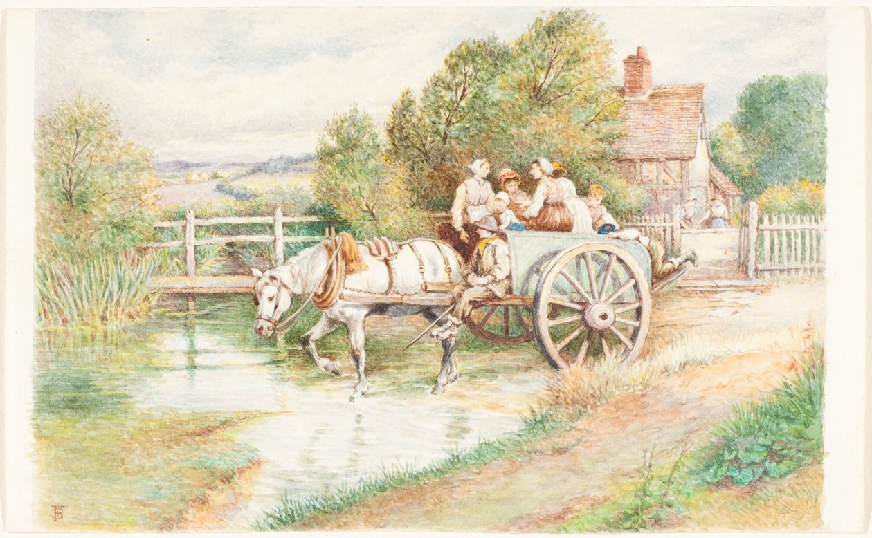 Des enfants dans une charrette - Myles Birket Foster