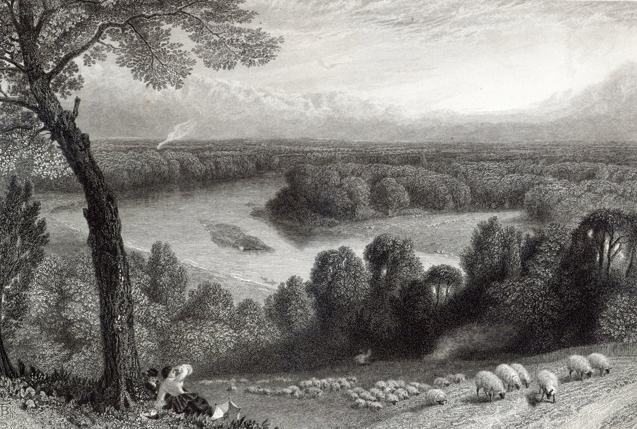 La Tamise depuis Richmond Hill, gravé par J. Saddler, imprimé par Cassell, Petter et Galvin - Myles Birket Foster